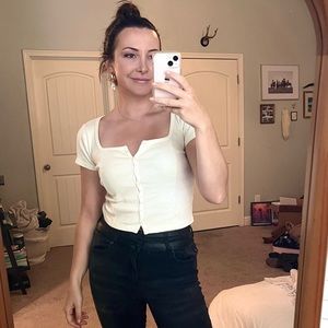 White brandy Melville button down tee, s